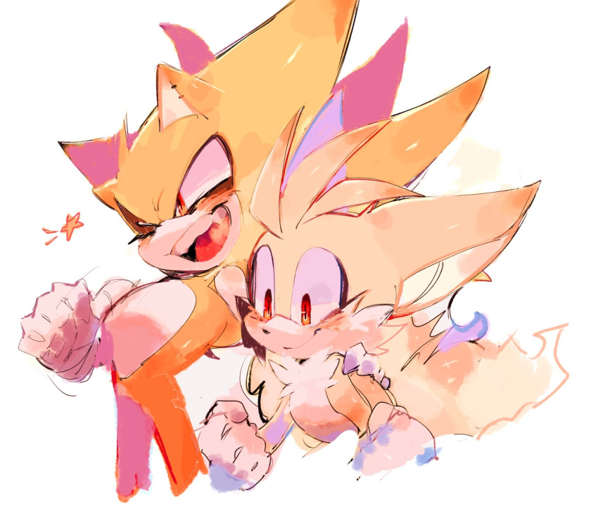 2boys, animal_ears, animal_nose, closed_mouth, commentary, cropped_legs, english_commentary, fox_boy