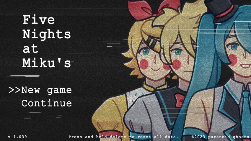 1boy, 2girls, :|, absurdres, aqua_eyes, aqua_hair, aqua_necktie, artist_name