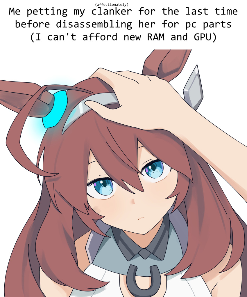 1girl, absurdres, ahoge, animal_ears, bare_shoulders, blue_eyes, brown_hair, commentary