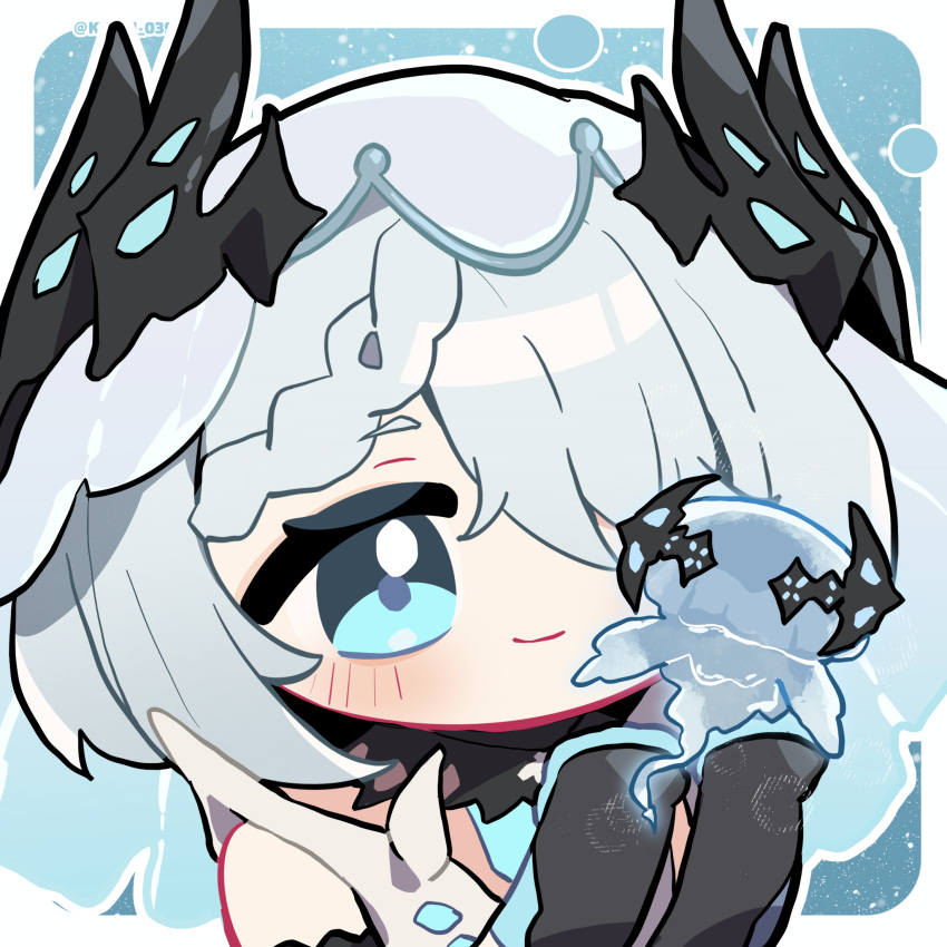 1girl, blue_eyes, braid, braided_bangs, chibi, chibi_only, chinese_commentary, closed_mouth