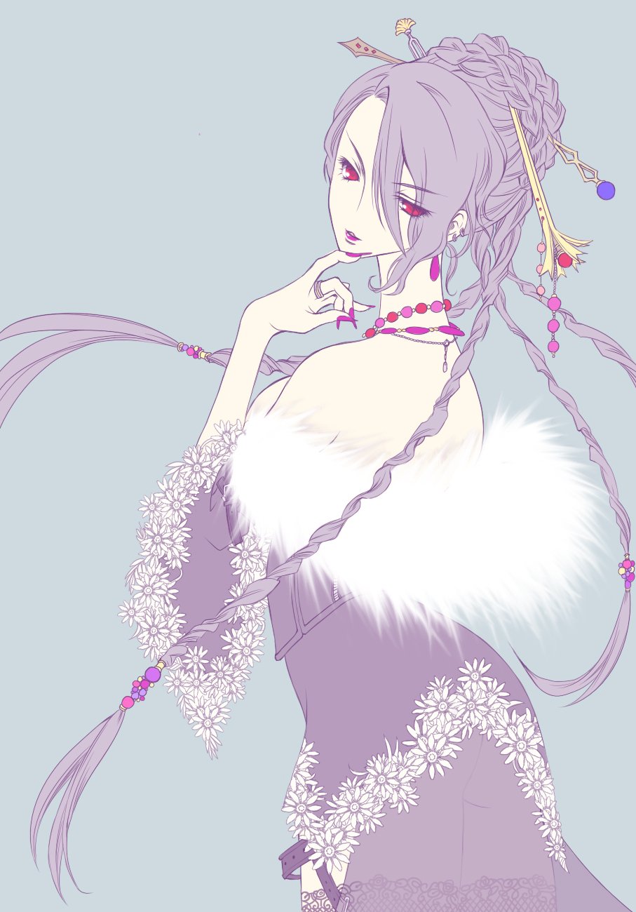 bare_shoulders, belt, black_hair, braid, dress, earrings, female, final_fantasy