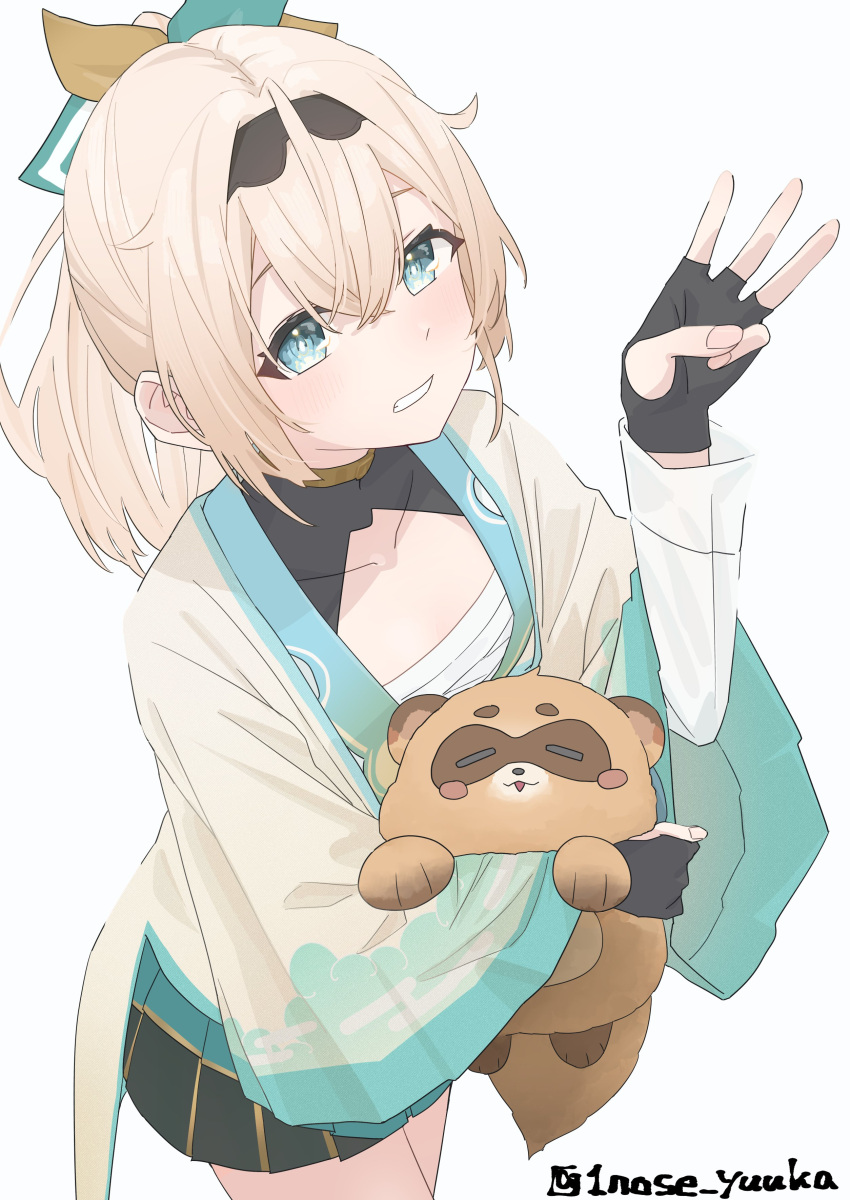 1girl, 1nose_yuuka, absurdres, black_gloves, black_hairband, blonde_hair, blue_eyes, check_commentary