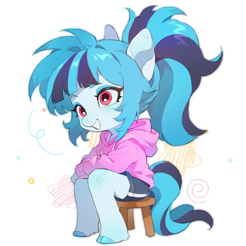 1girl, animal_ears, bad_id, bad_lofter_id, black_shorts, blue_hair, chibi, chibi_only