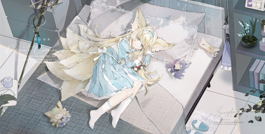 1girl, absurdres, animal_ears, arknights, blonde_hair, character_doll, chinese_commentary, commentary_request