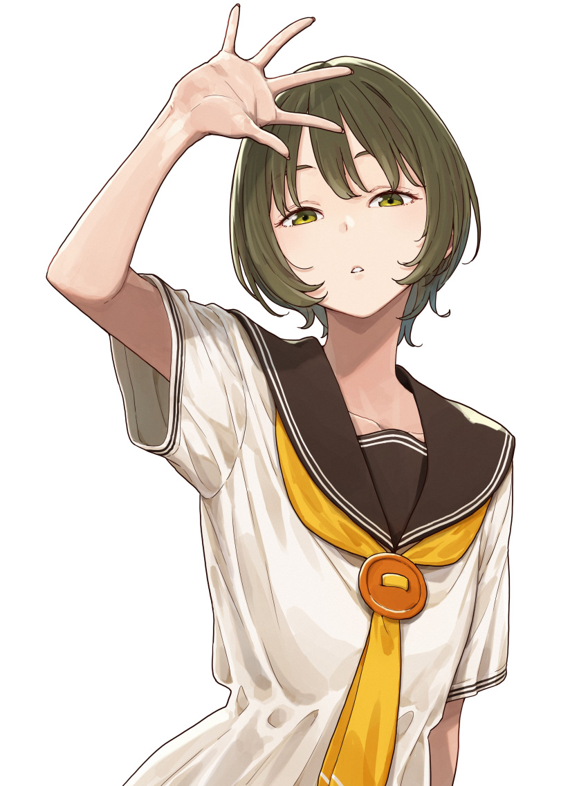 1girl, absurdres, brown_sailor_collar, brown_serafuku, collarbone, commentary, cover, cover_page