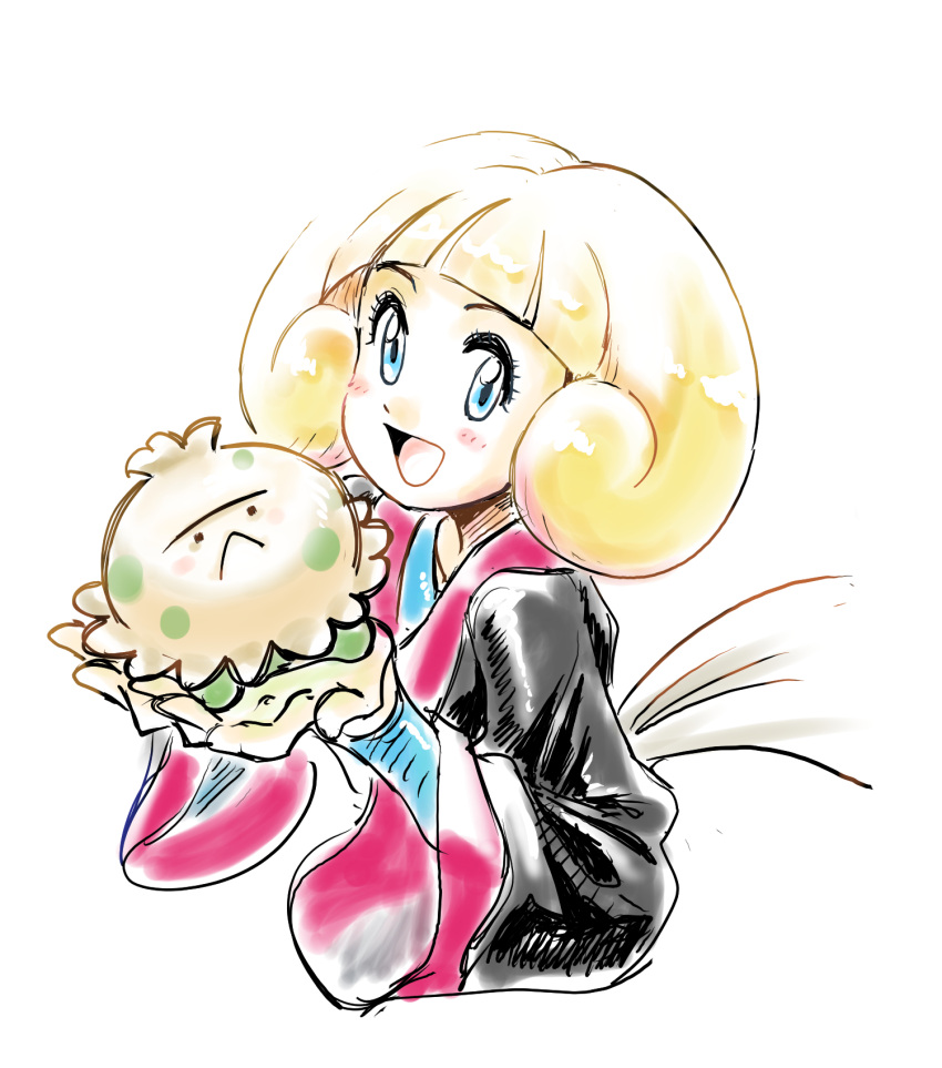 1girl, :<, :d, arched_bangs, black_jacket, blonde_hair, blue_bodysuit, blue_eyes