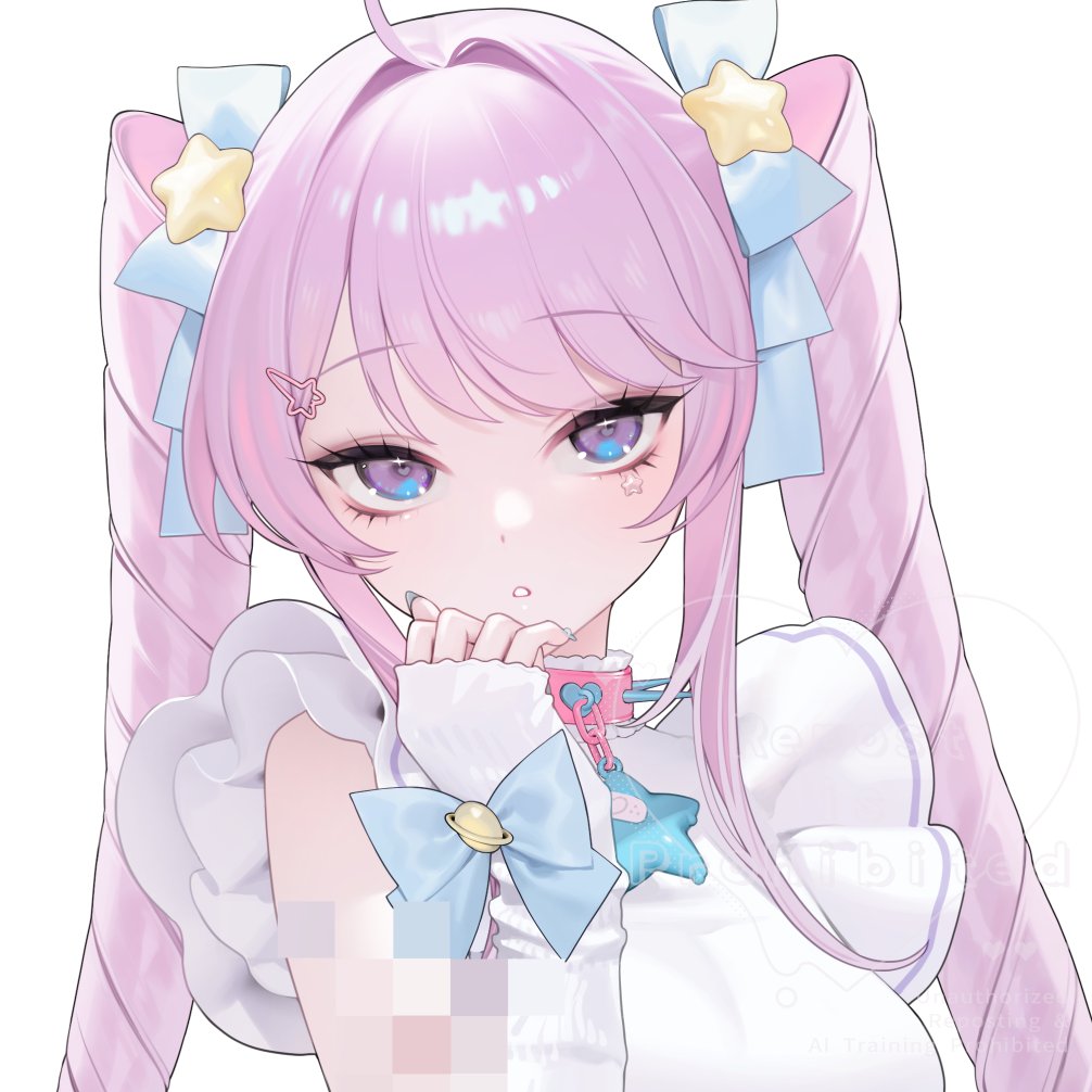 1girl, arm_warmers, blue_eyes, collar, drill_hair, frilled_sleeves, frills, hair_ornament