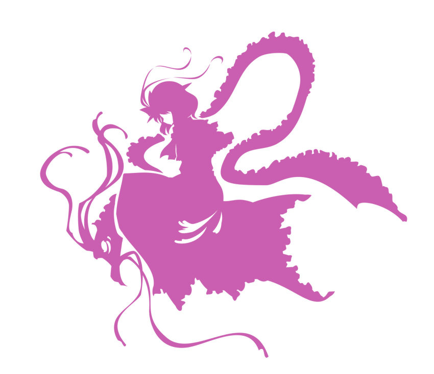 monochrome, mumulatte, nagae_iku, profile, purple, silhouette, simple_background, solo