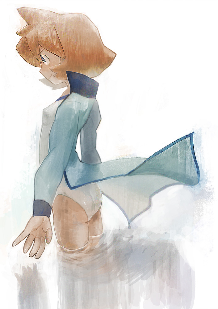 blue_eyes, gym_leader, jacket, kane, kasumi_(pokemon), kasumi_(pokemon)_(hgss), one-piece_swimsuit, orange_hair