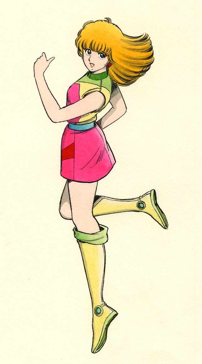 1girl, bare_arms, belt, blonde_hair, blue_belt, blue_eyes, boots, clarissa_macdougall