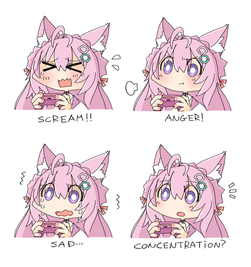>_<, 1girl, and_takashi, angry, animal_ear_fluff, animal_ears, antenna_hair, braid