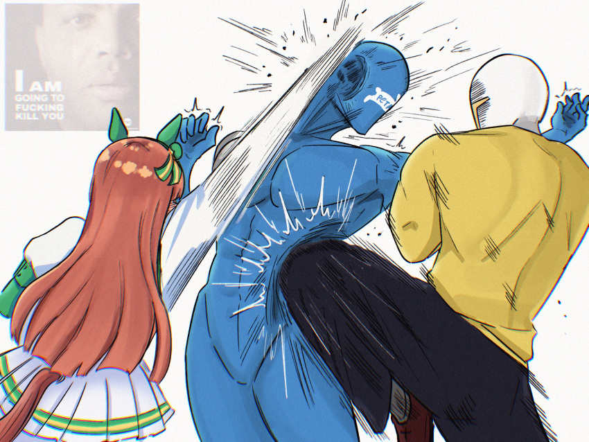 1girl, animal_ears, attack, black_pants, charles_barkley, commentary, ear_covers, english_commentary