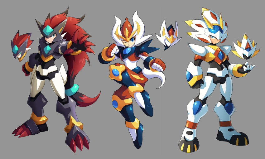 absurdres, armor, biometal, blue_eyes, cinderace, cinderace_(cosplay), cosplay, crossover