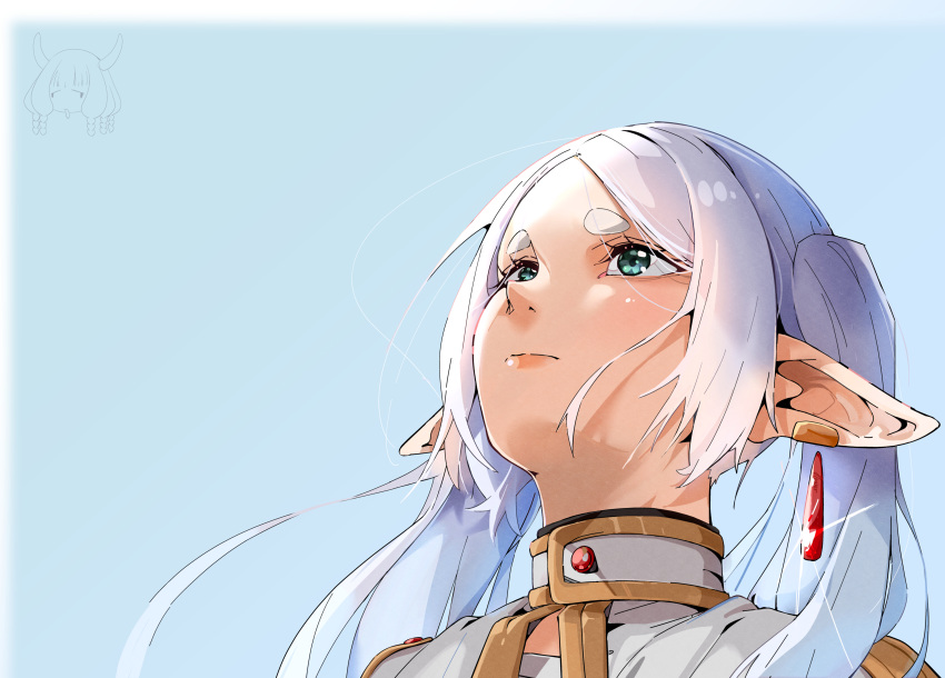 1girl, absurdres, aqua_eyes, avarangers, blue_background, closed_mouth, commentary_request, earrings