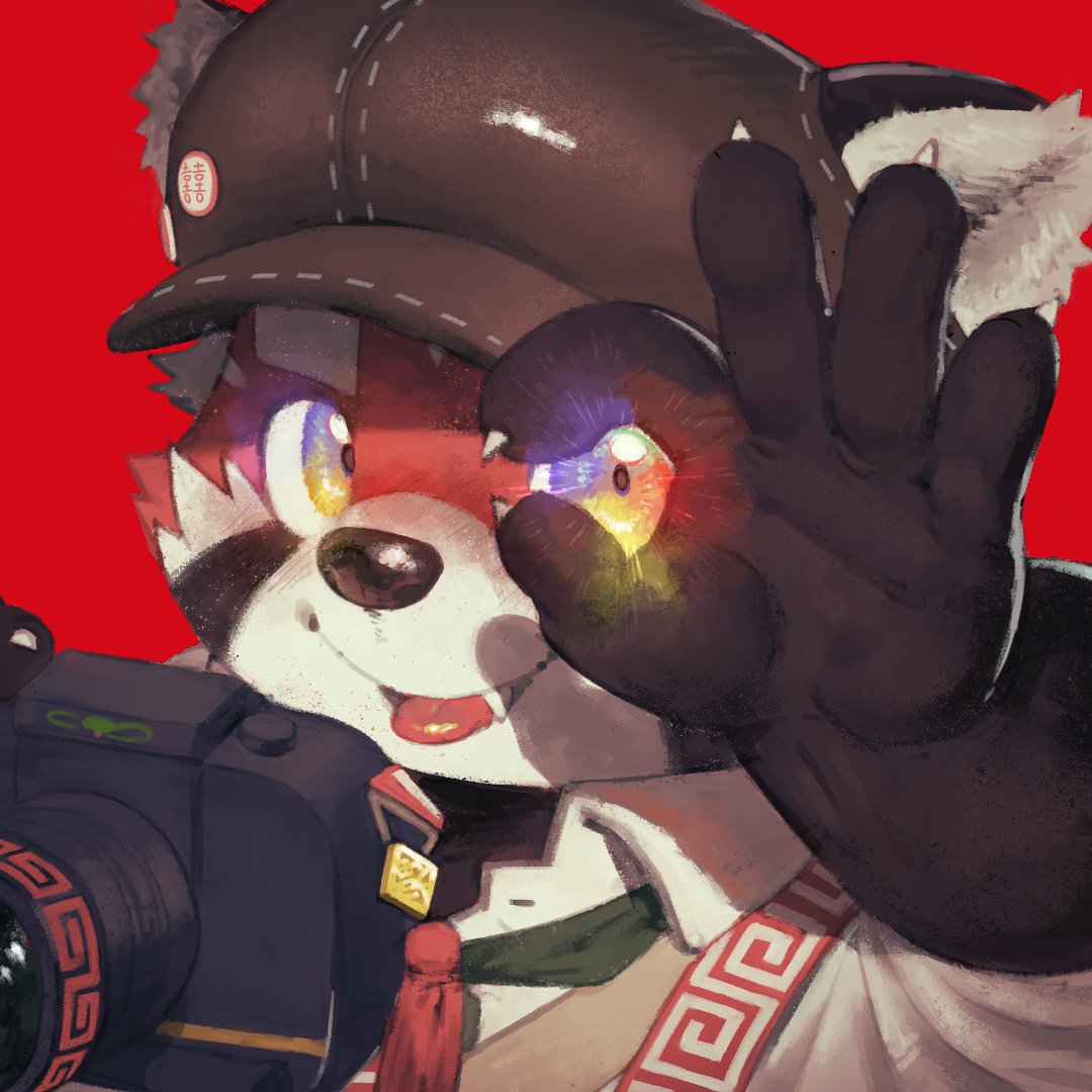 1boy, batten_xxxx, brown_hat, camera, claws, ears_through_headwear, furry, furry_male