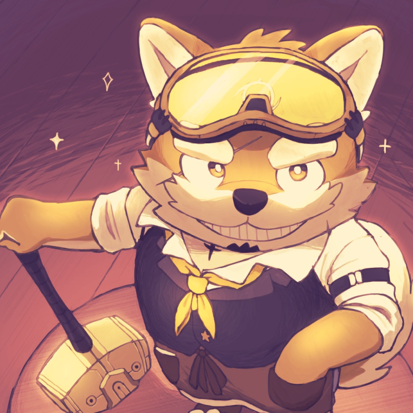 1boy, batten_xxxx, black_vest, bright_pupils, commentary_request, dog_boy, facial_hair, from_above