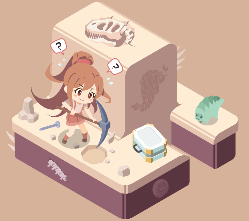 1girl, ?, absurdres, blush, blush_stickers, briefcase, bright_pupils, brown_background