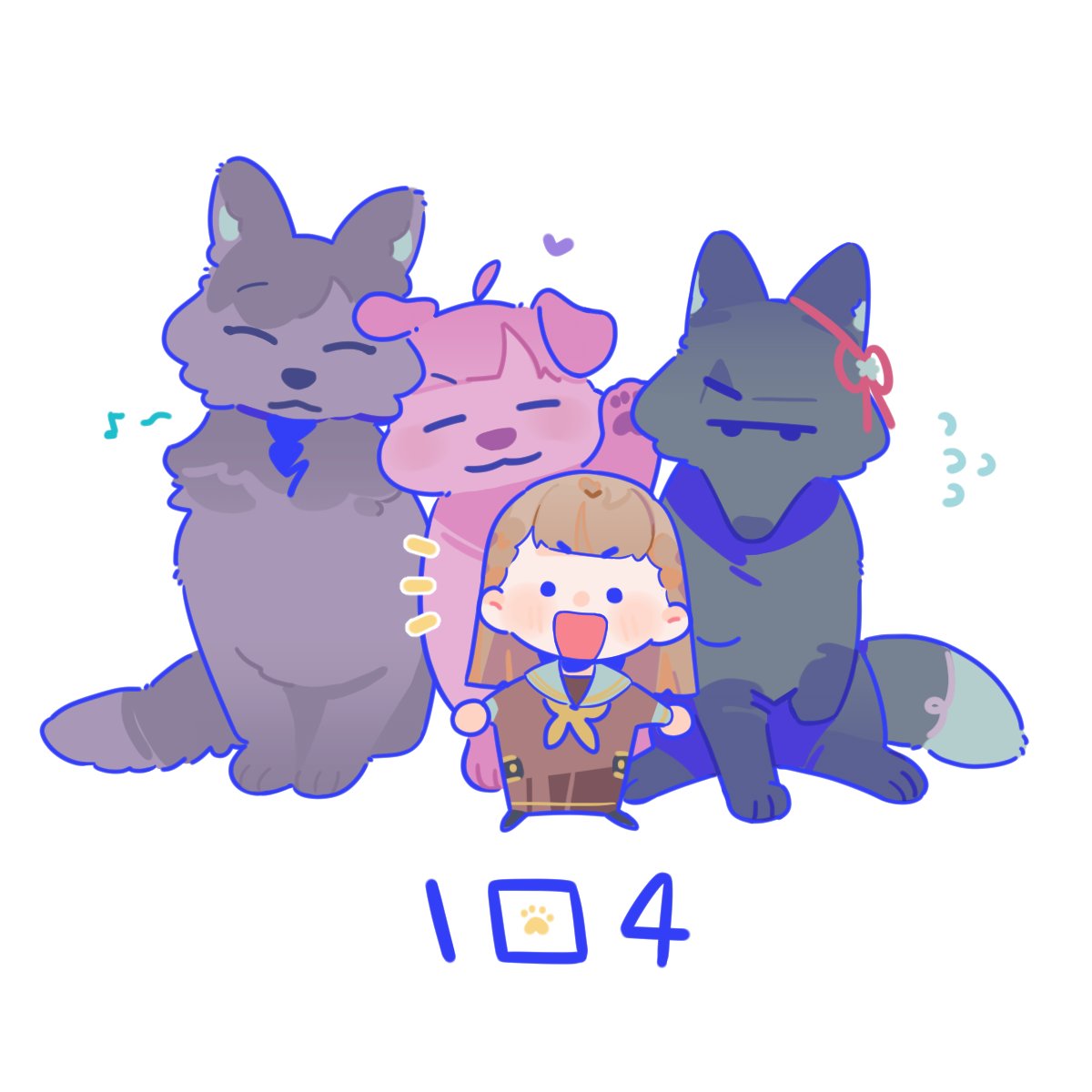 ._., 1girl, :3, :d, ahoge, animal_with_hair, animalization, anyoji_hime