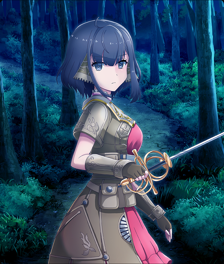 1girl, ahoge, black_hair, breasts, brown_dress, brown_gloves, closed_mouth, cosplay