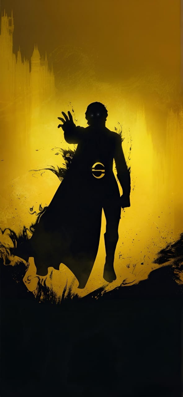 cape, dark_persona, flying, glowing, glowing_eyes, highres, looking_at_viewer, marvel, non-web_source, outstretched_hand, sentry_(marvel), shadow, silhouette, solo, thunderbolts_(movie), void_(marvel)
