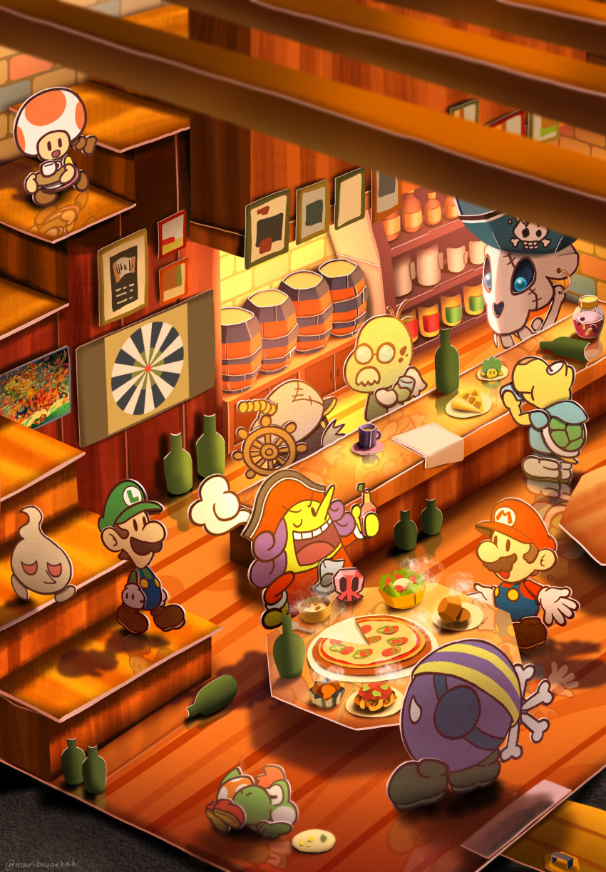 admiral_bobbery, annotated, artist_name, barrel, blue_overalls, brown_shoes, commentary_request, cortez