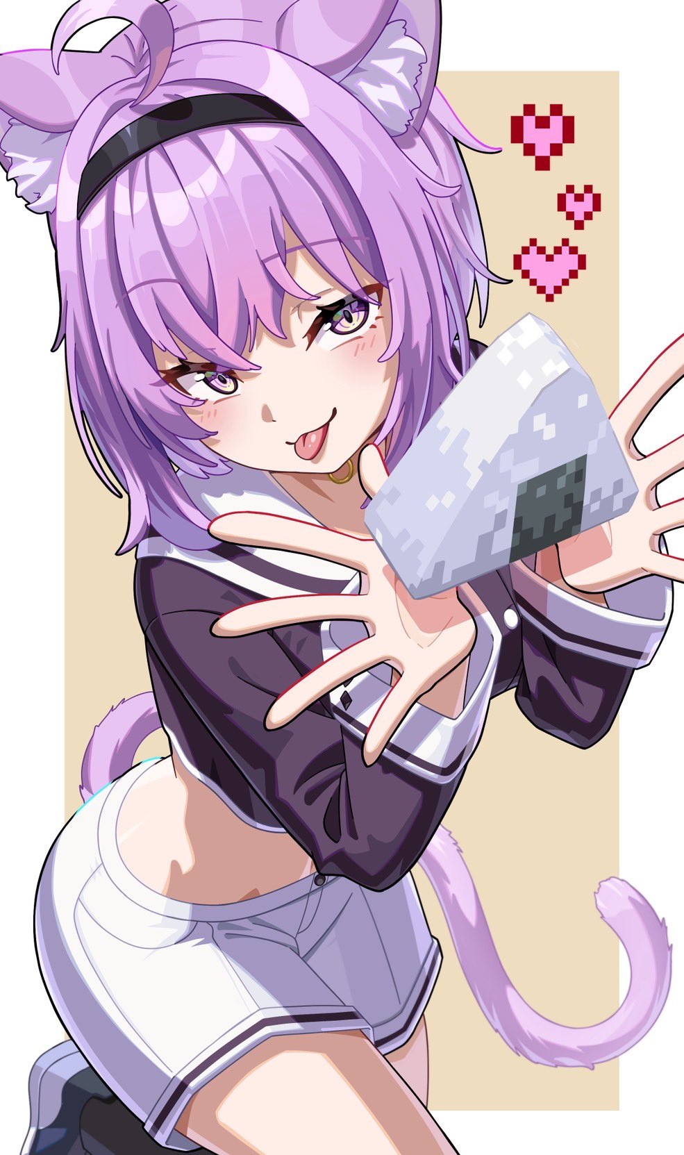 1girl, ahoge, animal_ear_fluff, animal_ears, cat_ears, cat_girl, cat_tail, closed_mouth