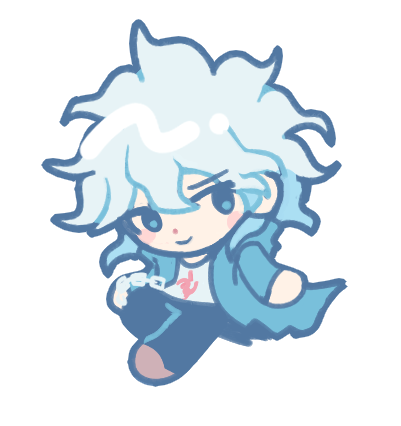 1boy, black_pants, catp0sse, chibi, chibi_only, commentary, danganronpa_(series), danganronpa_2:_goodbye_despair