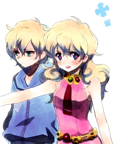 age_difference, face, father_and_daughter, green_eyes, hirosuke, lordgenome, lowres, multicolored_hair
