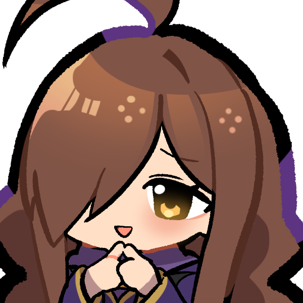1girl, ahoge, blush, brown_eyes, brown_hair, chibi, cloak, commission, commissioner_upload, emoji, gliesse82_5, hair_over_one_eye, index_fingers_together, kono_subarashii_sekai_ni_shukufuku_wo!, open_mouth, purple_cloak, purple_robe, robe, solo, wiz_(konosuba)
