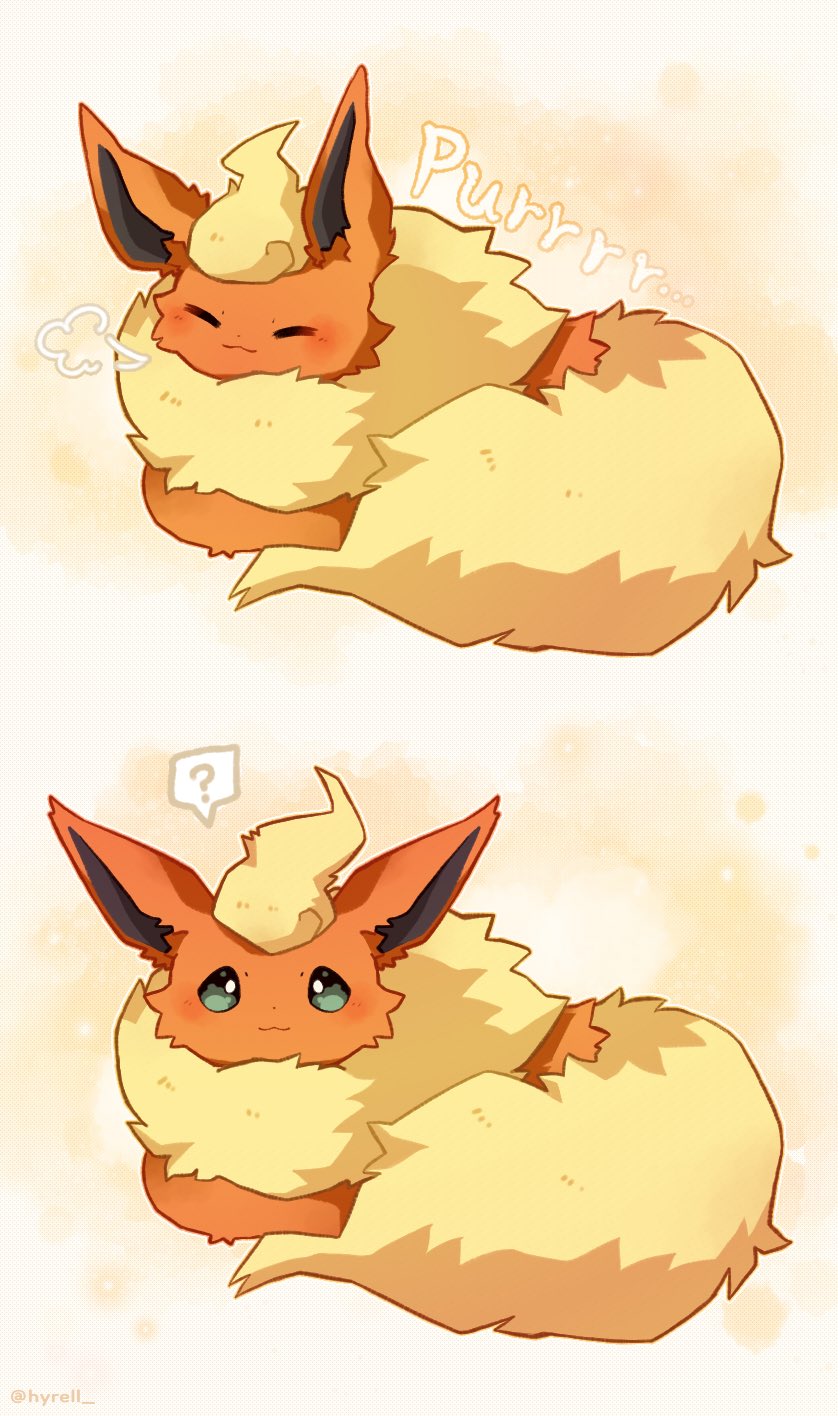 :3, ?, animal_focus, closed_eyes, closed_mouth, commentary_request, flareon, fluffy