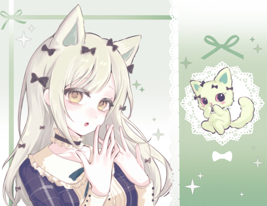 1girl, animal_ears, bang_dream!, bang_dream!_it's_mygo!!!!!, beatcats, black_bow, black_choker, bow