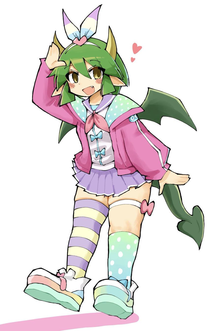 1girl, arm_up, asymmetrical_legwear, blue_bow, blue_jacket, blue_ribbon, blue_socks, blush