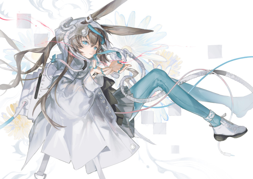 1girl, absurdres, adapted_costume, amiya_(arknights), animal_ear_fluff, animal_ears, aqua_eyes, aqua_pantyhose