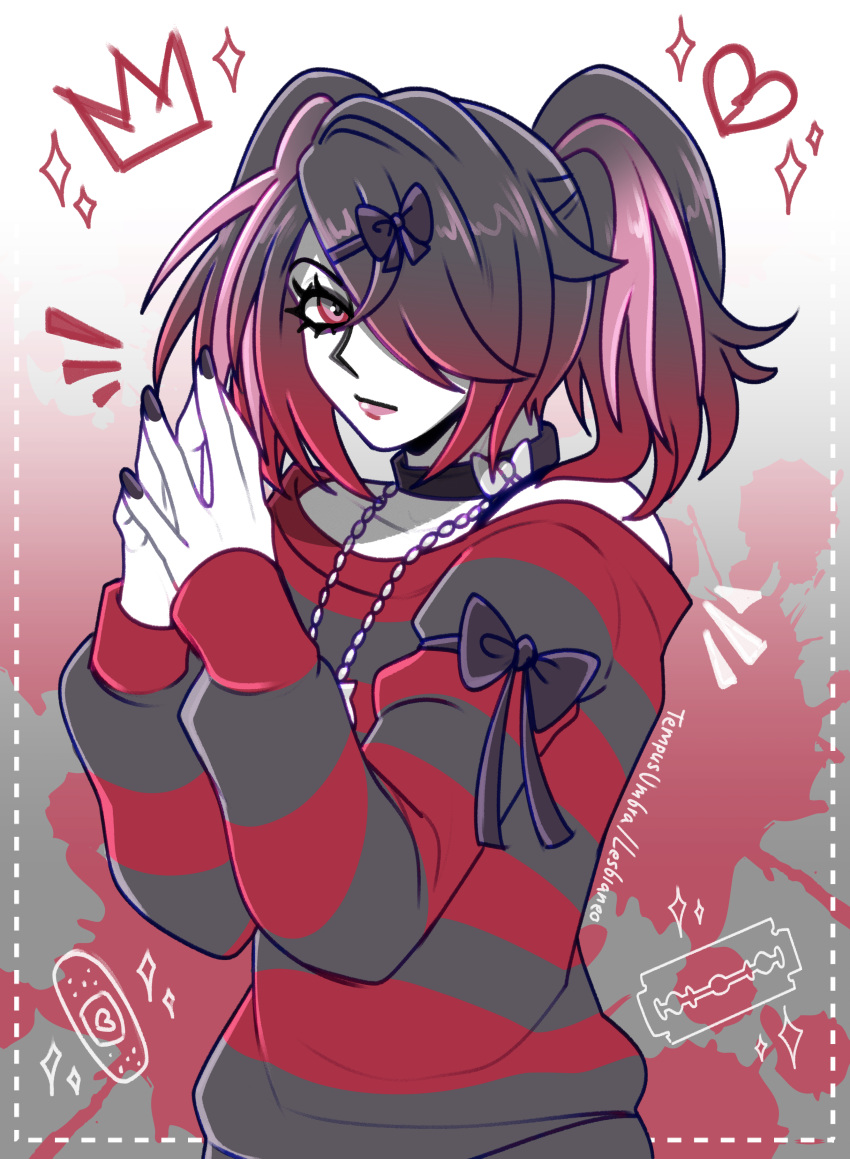 1girl, absurdres, alternate_costume, ame-chan_(needy_girl_overdose), black_hair, bow, collar, cowboy_shot