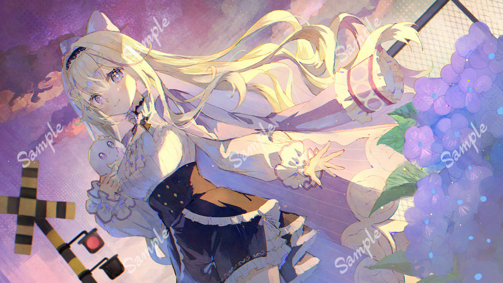 1girl, black_corset, black_shorts, buttons, closed_mouth, clouds, coat, commentary_request