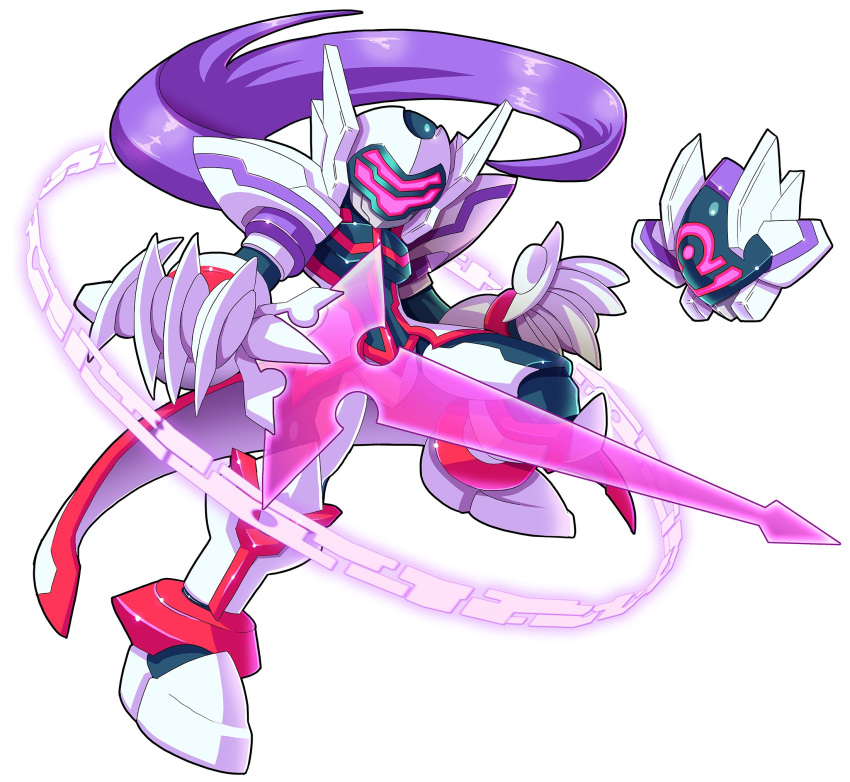 armor, biometal, claws, energy_sword, helmet, highres, holding, long_hair