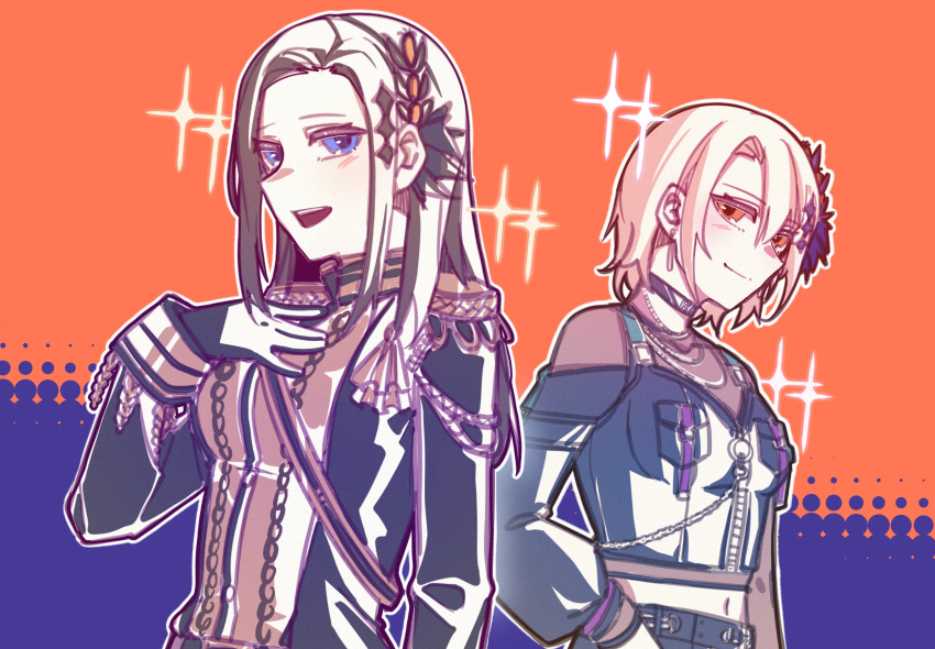 2girls, aiguillette, bai_weizi_lingzi, bang_dream!, black_gloves, black_hair, black_jacket, black_shirt