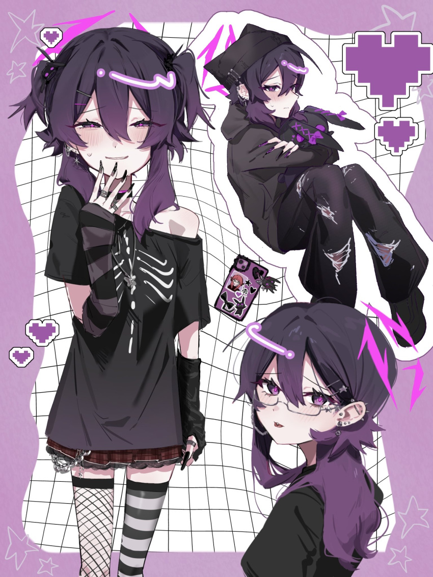 1girl, :p, alternate_costume, alternate_hairstyle, arm_warmers, aru_(blue_archive), baggy_clothes, black_choker