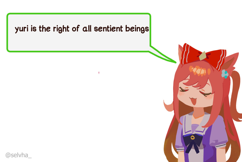 1girl, absurdres, agnes_digital_(umamusume), animal_ears, blush, bow, bowtie, closed_eyes