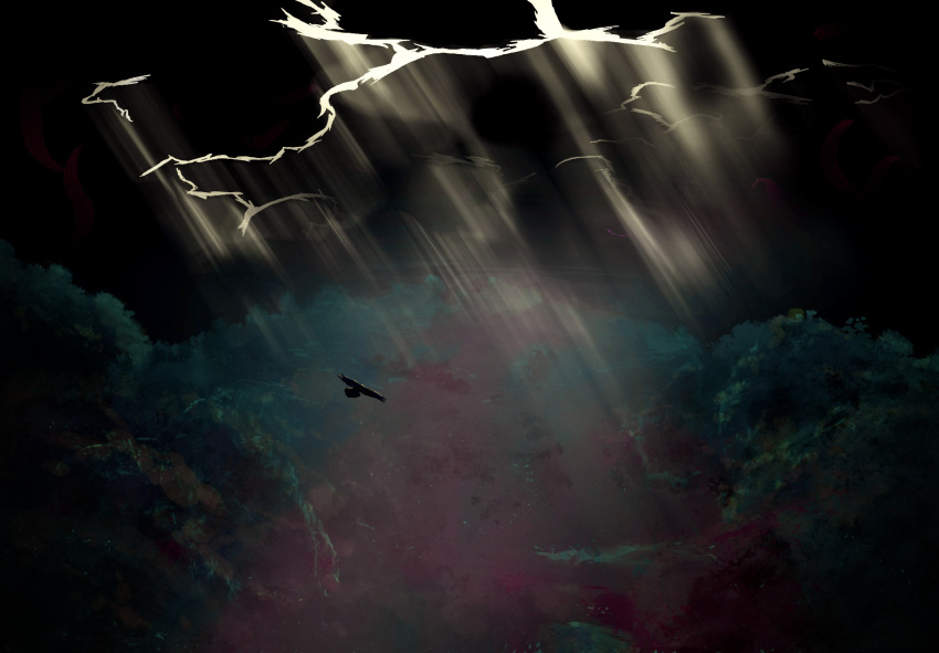 animalization, bird, character_request, check_character, clouds, commentary, dark_cloud, english_commentary
