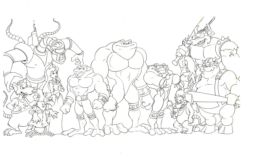 arm_spikes, bare_shoulders, battletoads, cape, commentary, crown, dark_queen_(battletoads), english_commentary