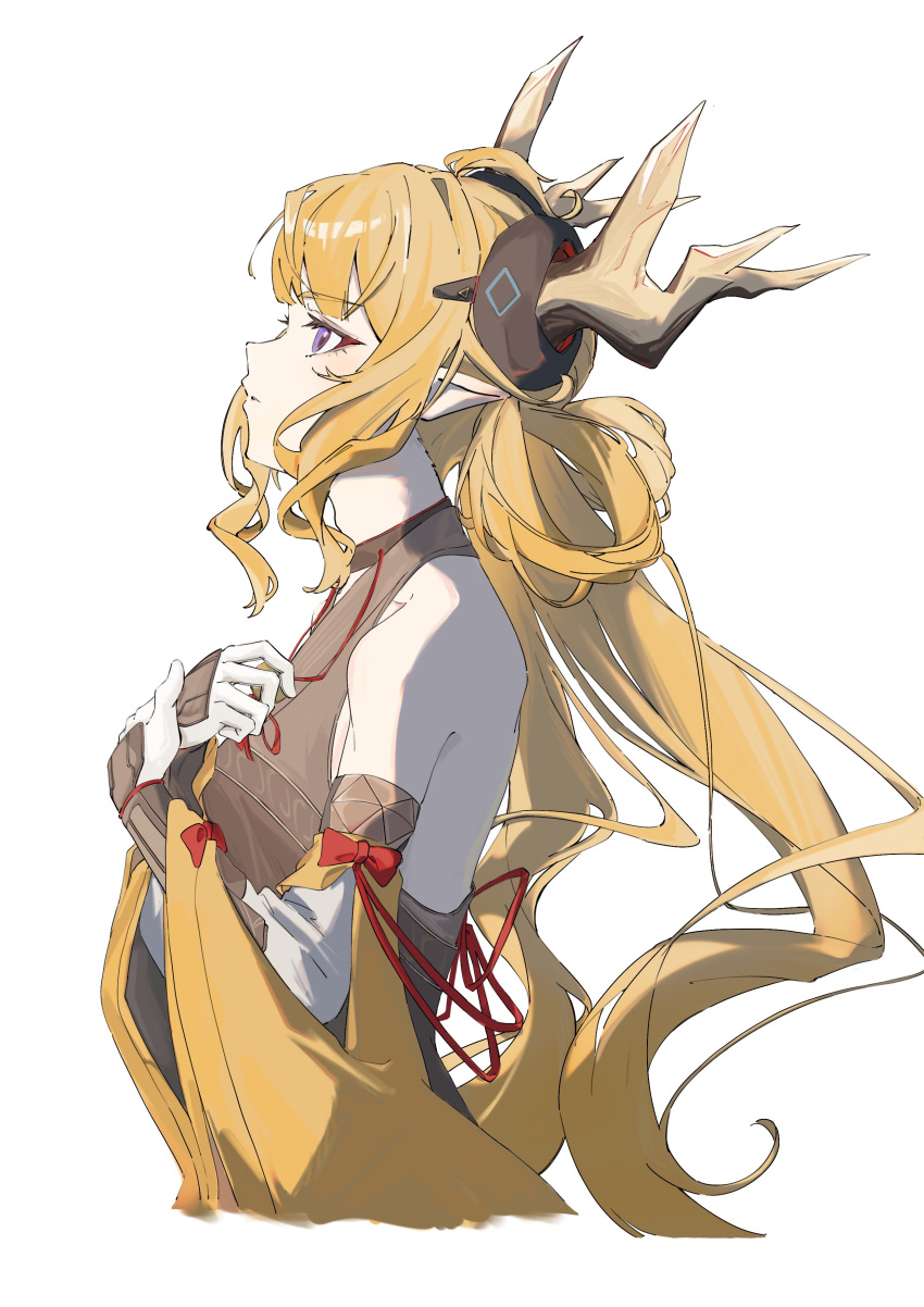 1girl, absurdres, adesu_(gekkahyouzin), arknights, black_shirt, blonde_hair, commentary, cropped_torso