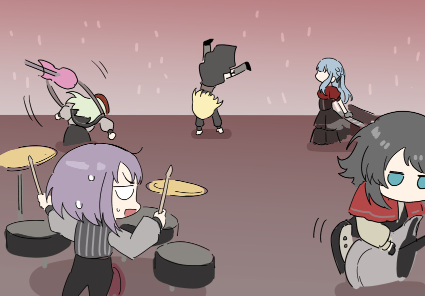 5girls, amoris_(bang_dream!), bang_dream!, bang_dream!_it's_mygo!!!!!, black_hair, black_skirt, blonde_hair, blue_eyes
