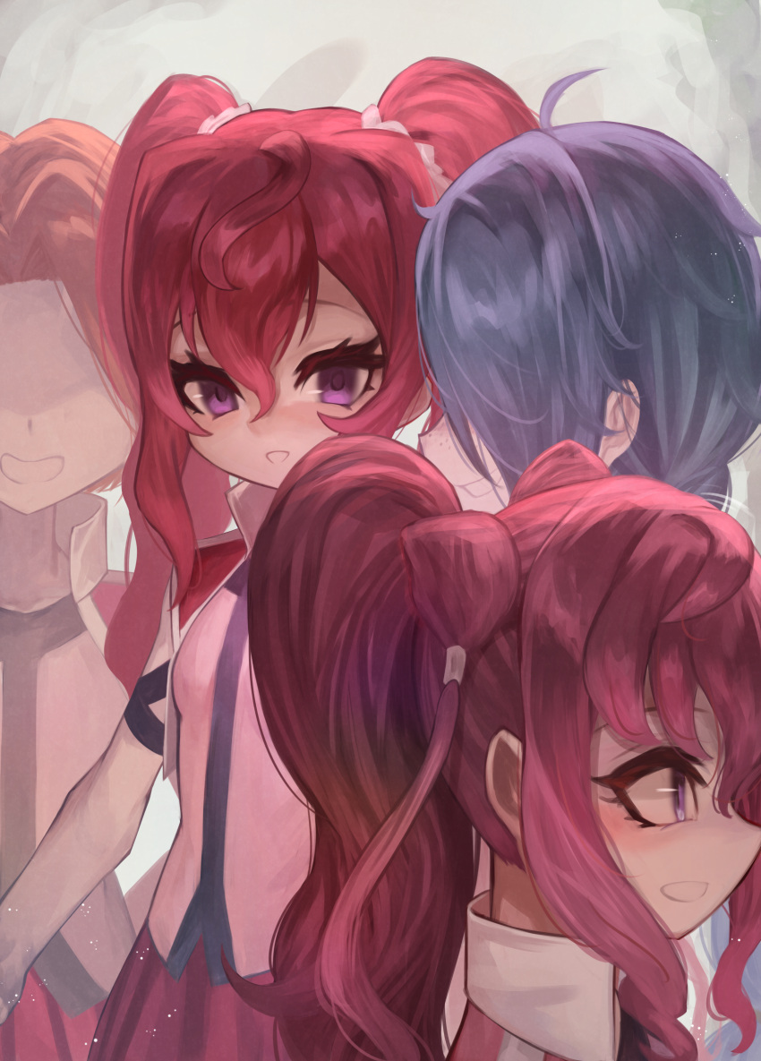 4girls, ahoge, blue_hair, blush, chris_(cross_ange), commission, cross_ange_tr, freckles