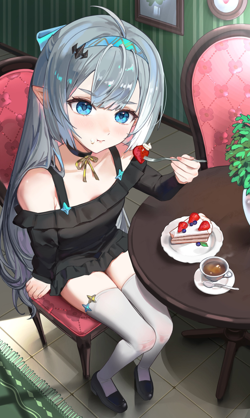 1girl, absurdres, ahoge, alternate_costume, armpit_crease, black_choker, black_dress, black_shoes