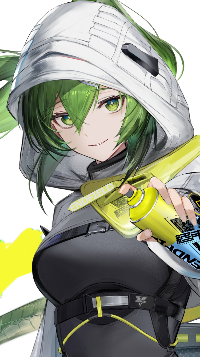 1girl, absurdres, arknights, arknights:_endfield, black_bodysuit, bodysuit, breasts, commentary_request