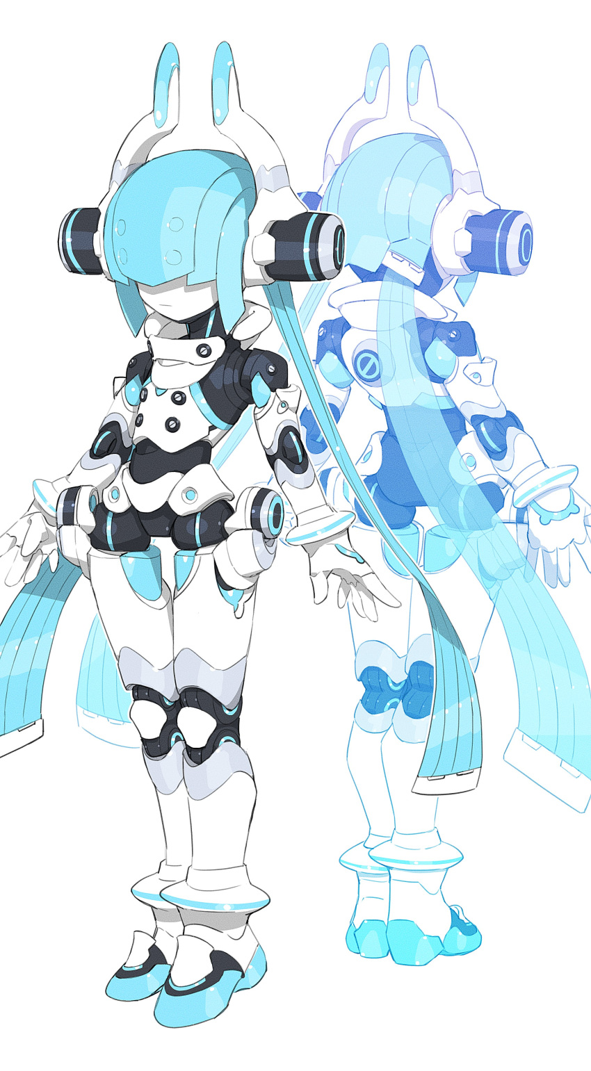 1girl, absurdres, armor, blue_hair, cheri_zao, commission, hair_over_eyes, headgear