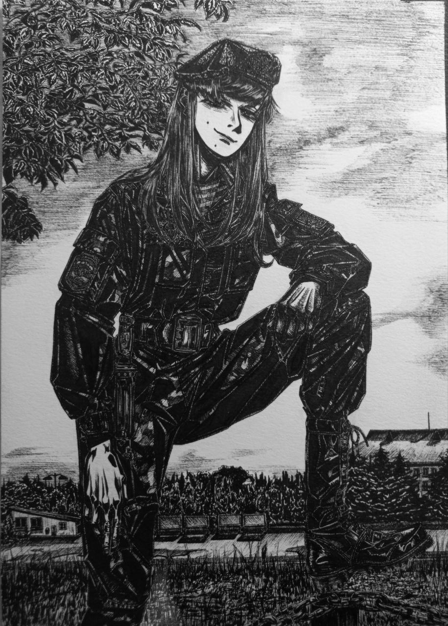 1boy, 1girl, beret, boots, bordfunker133, bulletproof_vest, camouflage, camouflage_jacket