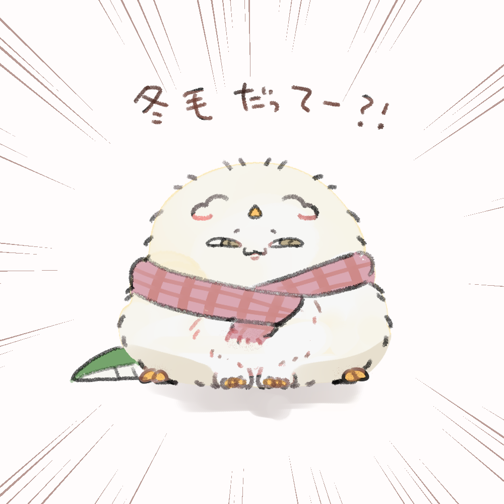 anoko_(chiikawa), chiikawa, commentary_request, emphasis_lines, horns, nagasode_(nagasode0123), scarf, simple_background