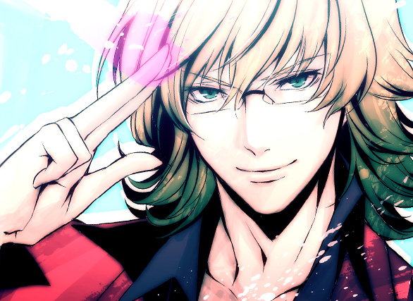 bad_id, barnaby_brooks_jr, blonde_hair, glasses, green_eyes, male, salute, solo